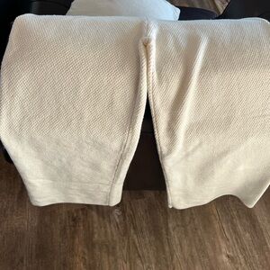 White knit lulu flare sweatpants.